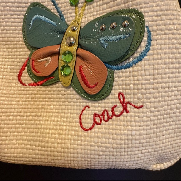 Vintage Y2K Coach Lexi Woven Straw Butterfly Purse-  Coral/Orange B1168-F16584 - Picture 2 of 16